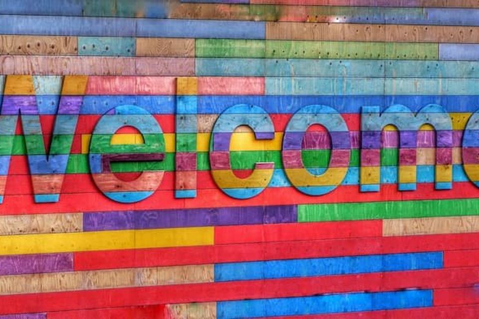 Rainbow welcome mat 