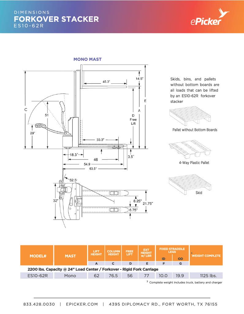 Fork over stacker es10 62r part 21024 1