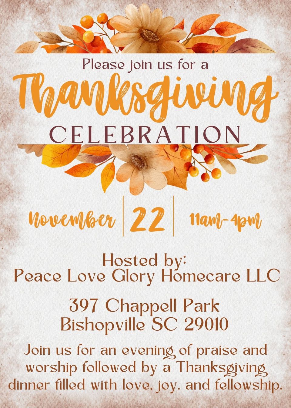 Thanksgiving dinner invitation