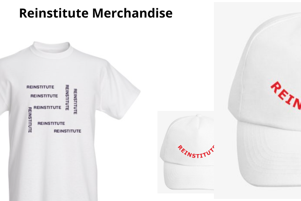 Reinstitute book  shirt  hat with without logo