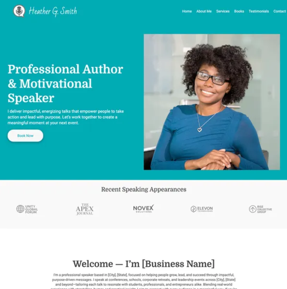 Professional speaker consulting website build