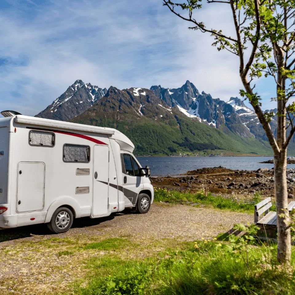 Rv overseeing a lake view