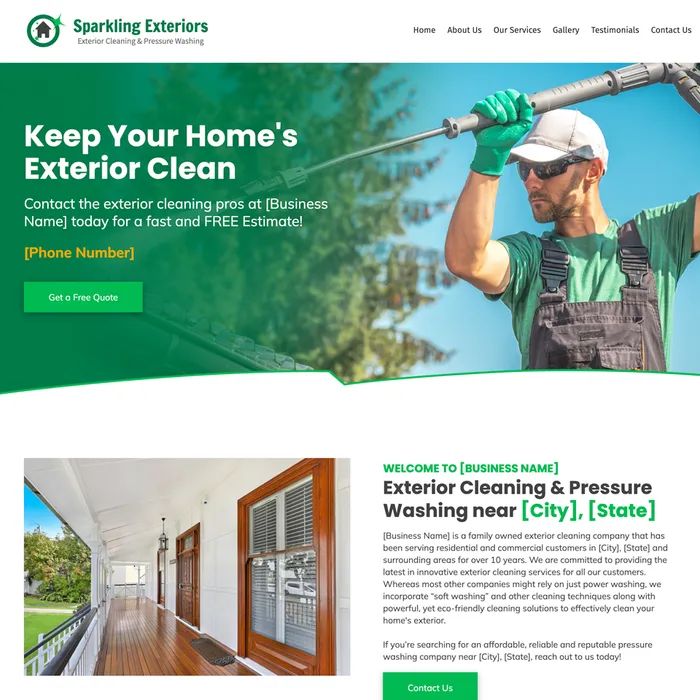 Exterior cleaning pressure washing website design original