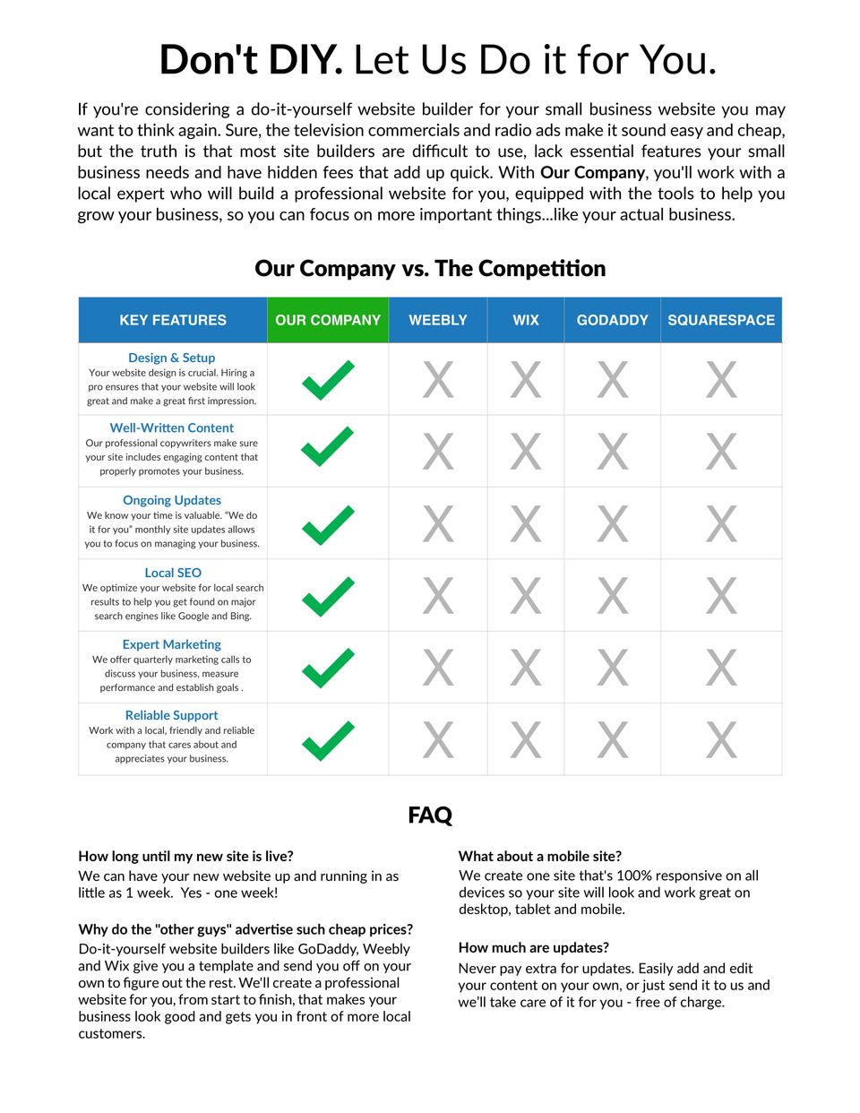 Diy comparison chart 1