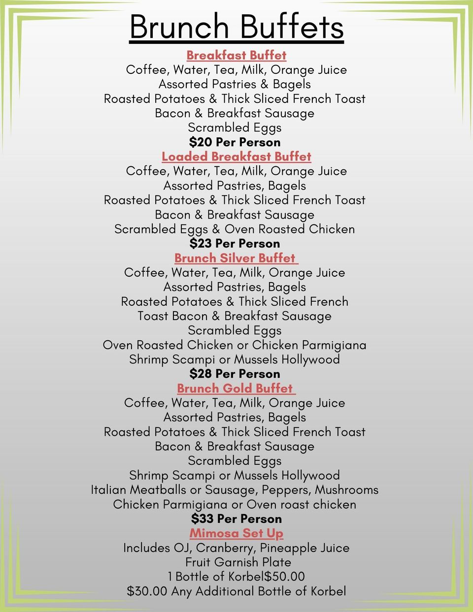 Brunch buffets