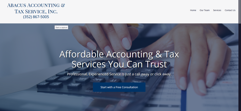 Abacus accounting website design header