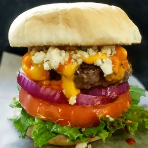 Buffalo & Blue Cheese Burger - The Dashboard Diner - Spencer, MA
