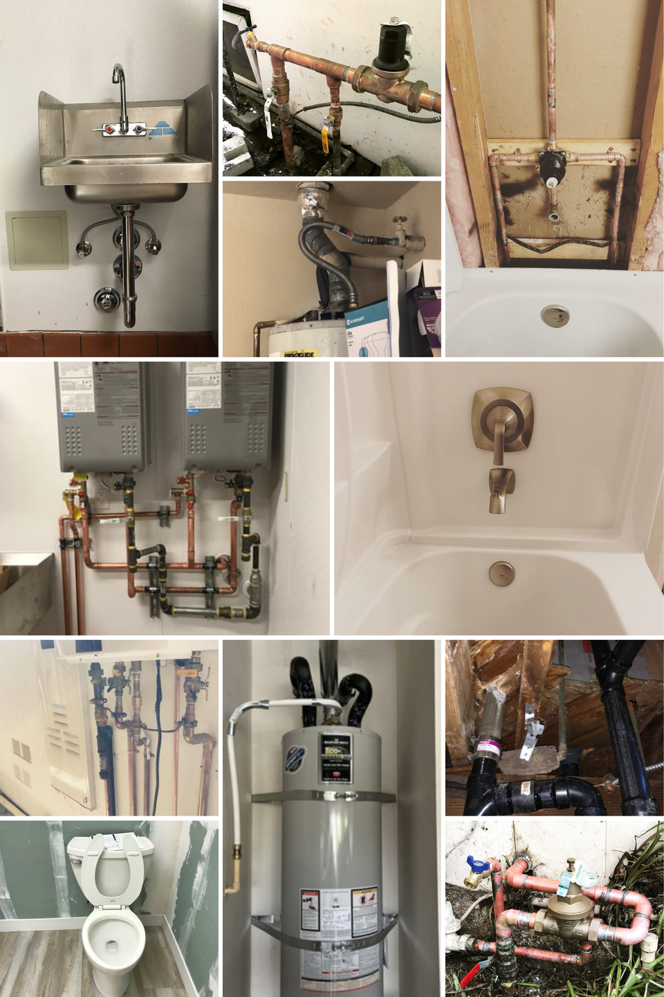 Collage of work done by Bernal's Plumbing