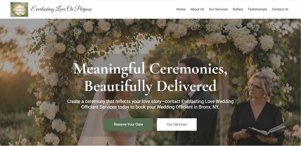 Everlasting love on purpose wedding services screenshot