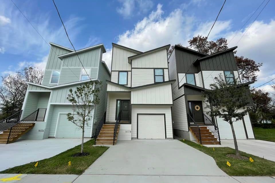 Nadel design   set of three row style homes   designed by nany delgado