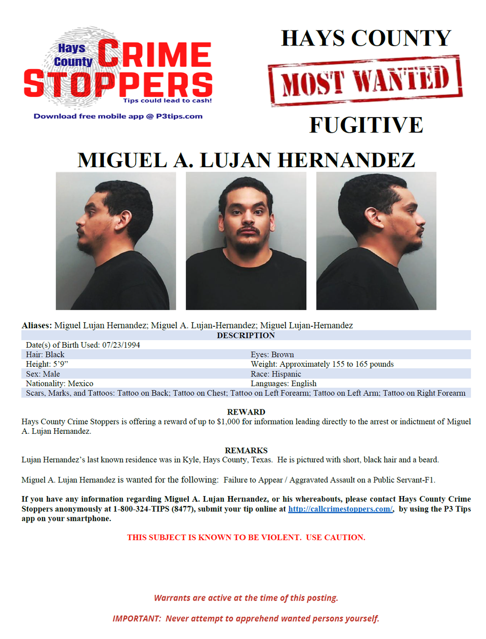 Lujan hernandez most wanted poster