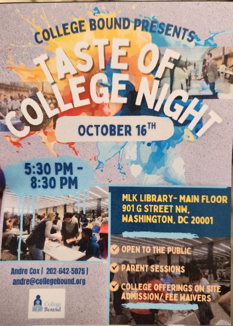 Oct 16 flyer taste of college