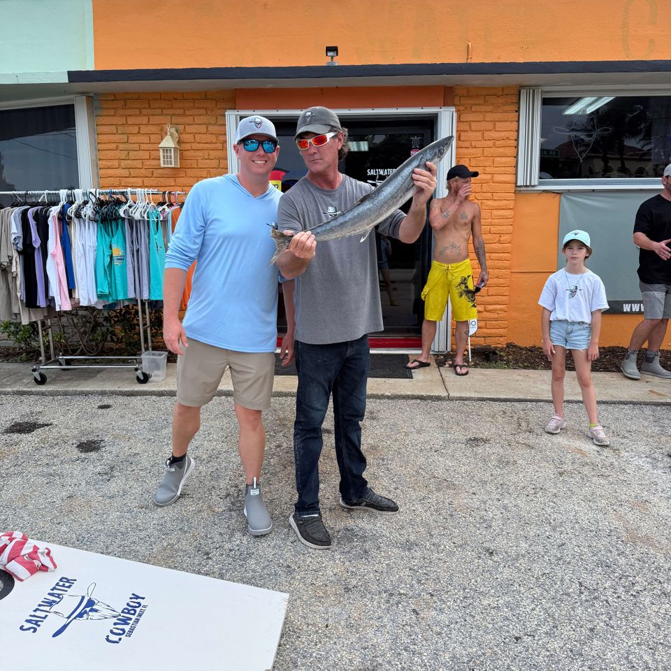 Group of anglers outside Saltwater Cowboy Bait & Tackle