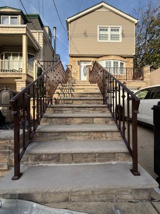 Completed railing repaint restain for a Bayonne, NJ home.