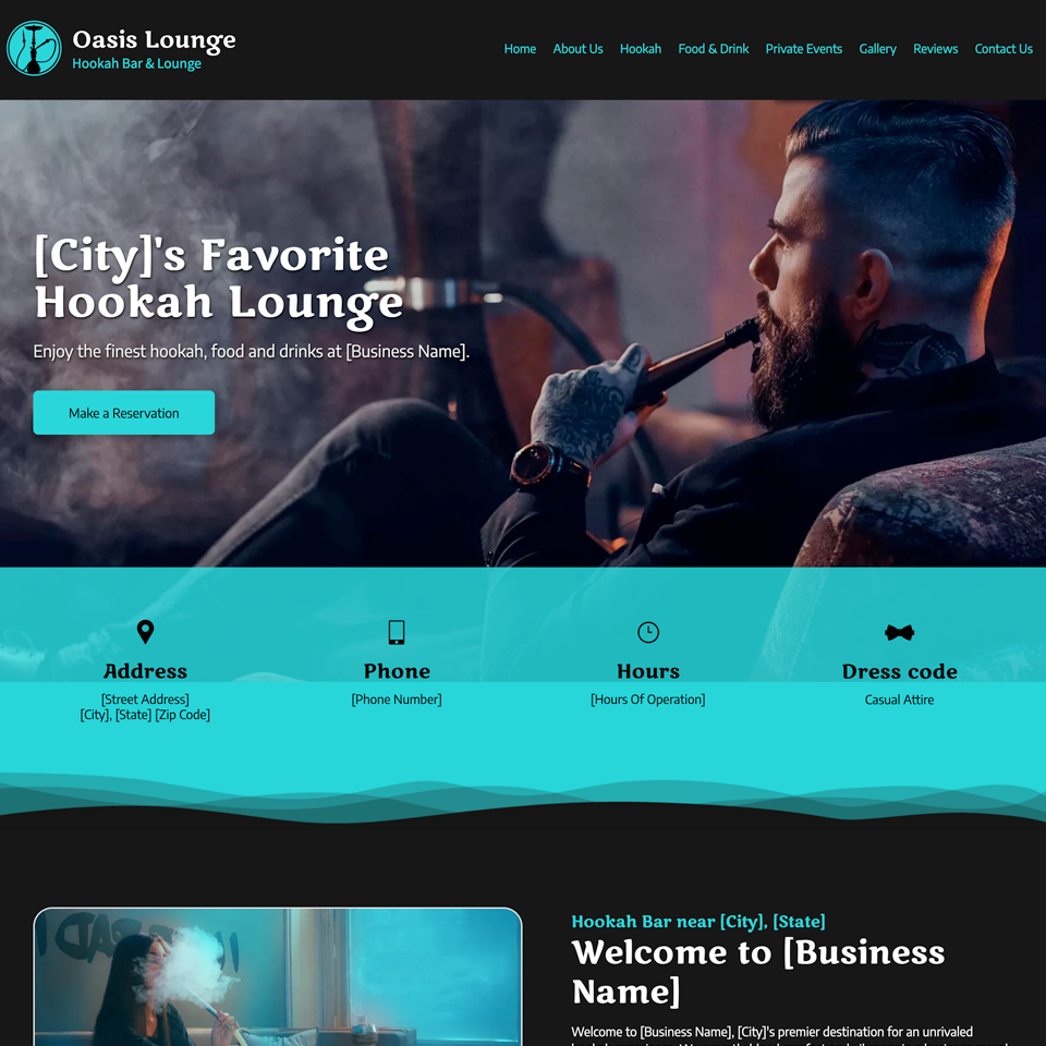 Hookah bar website design theme