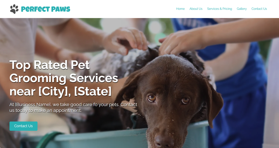 Pet grooming website example