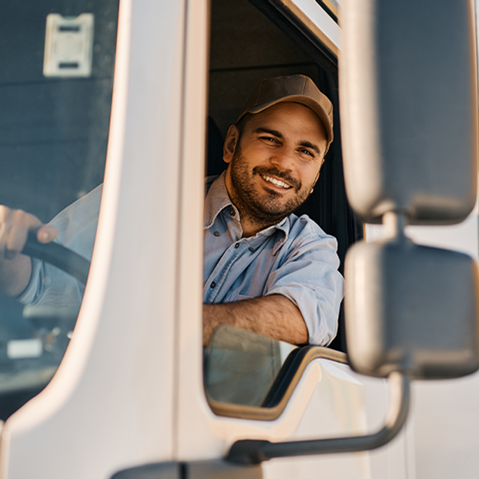 Man in delivery truck