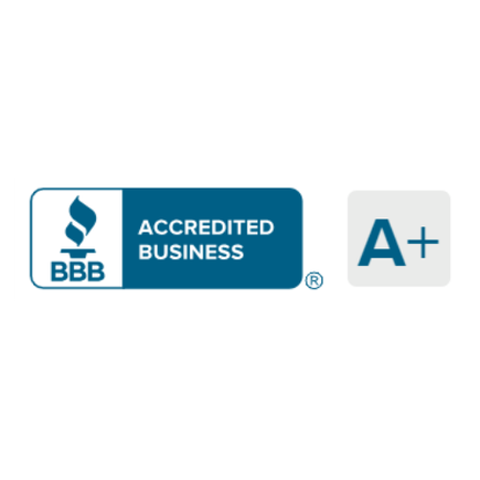 Better Business Bureau (BBB) Accredited Business badge displaying an A+ rating.