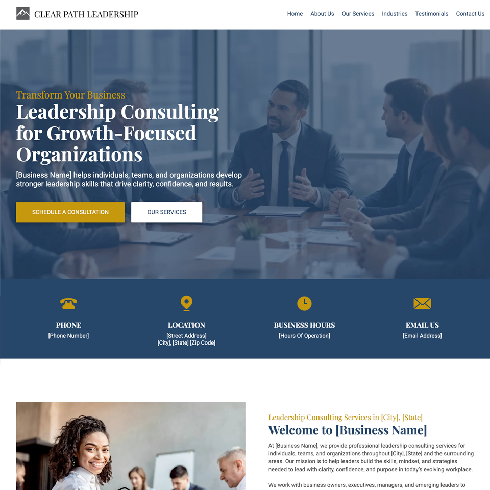 Leadership consulting website design theme