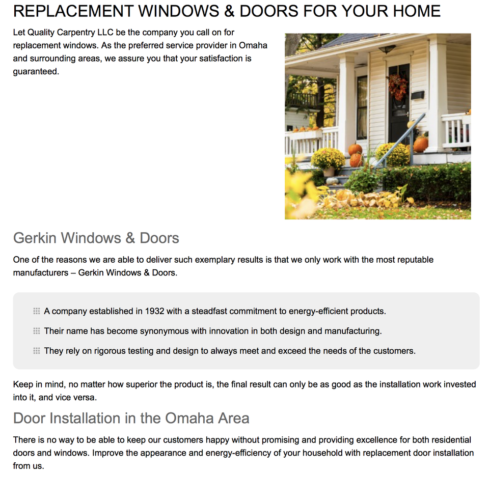 Quality carpentry windows and doors