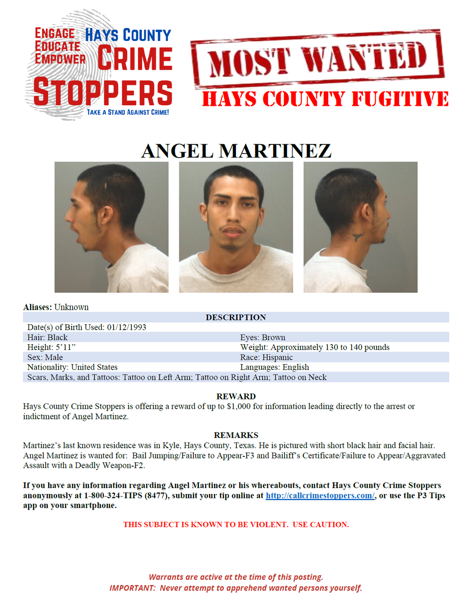Martinez most wanted poster