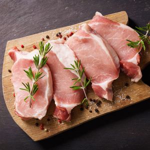 Boneless pork chops   raw