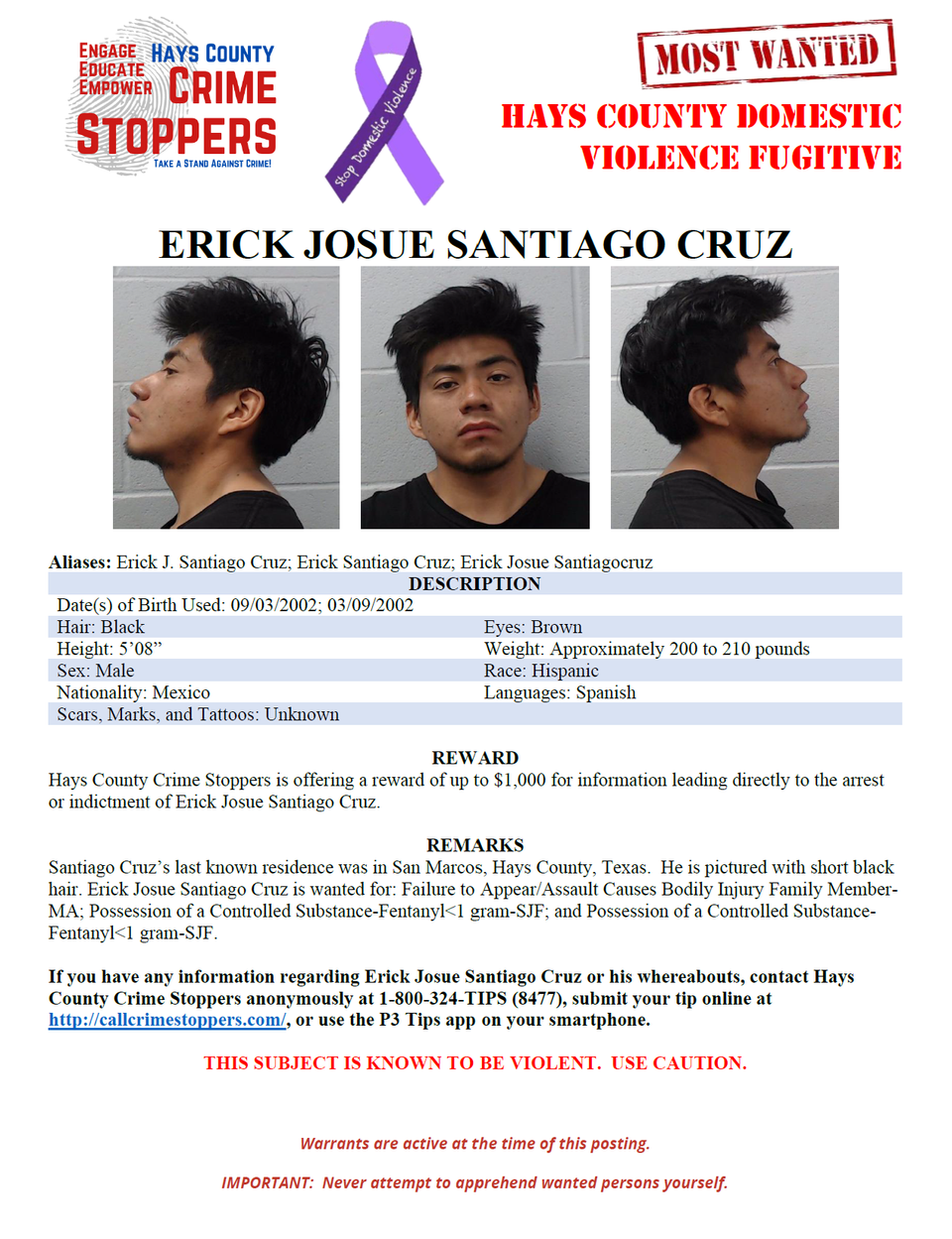 Santiago cruz most wanted poster