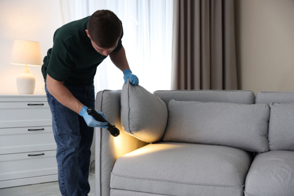 man checking for Pest in a home inspection