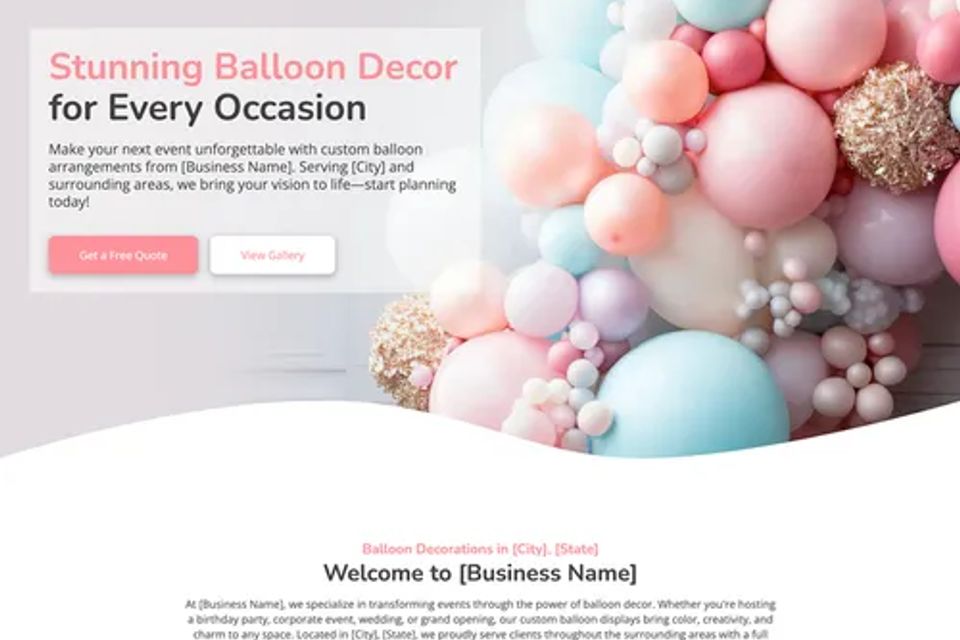 Balloon decor website design theme original