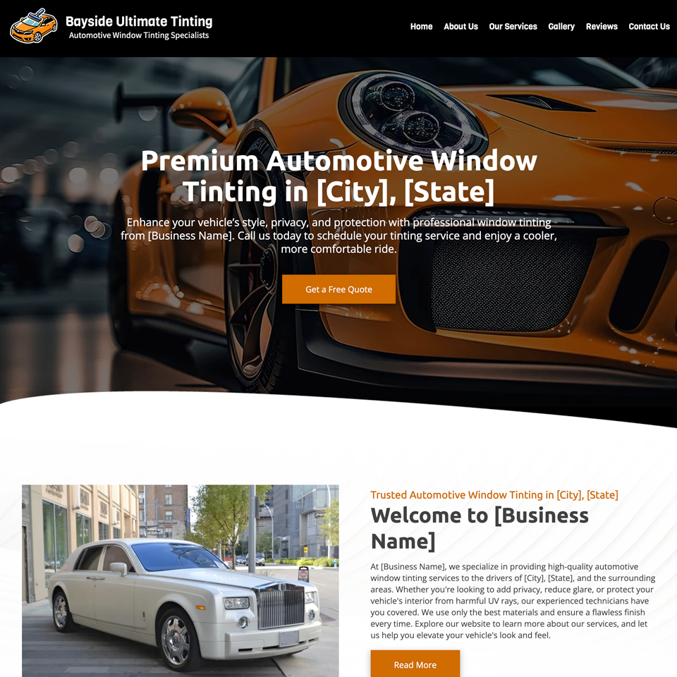 Car auto tint website design theme