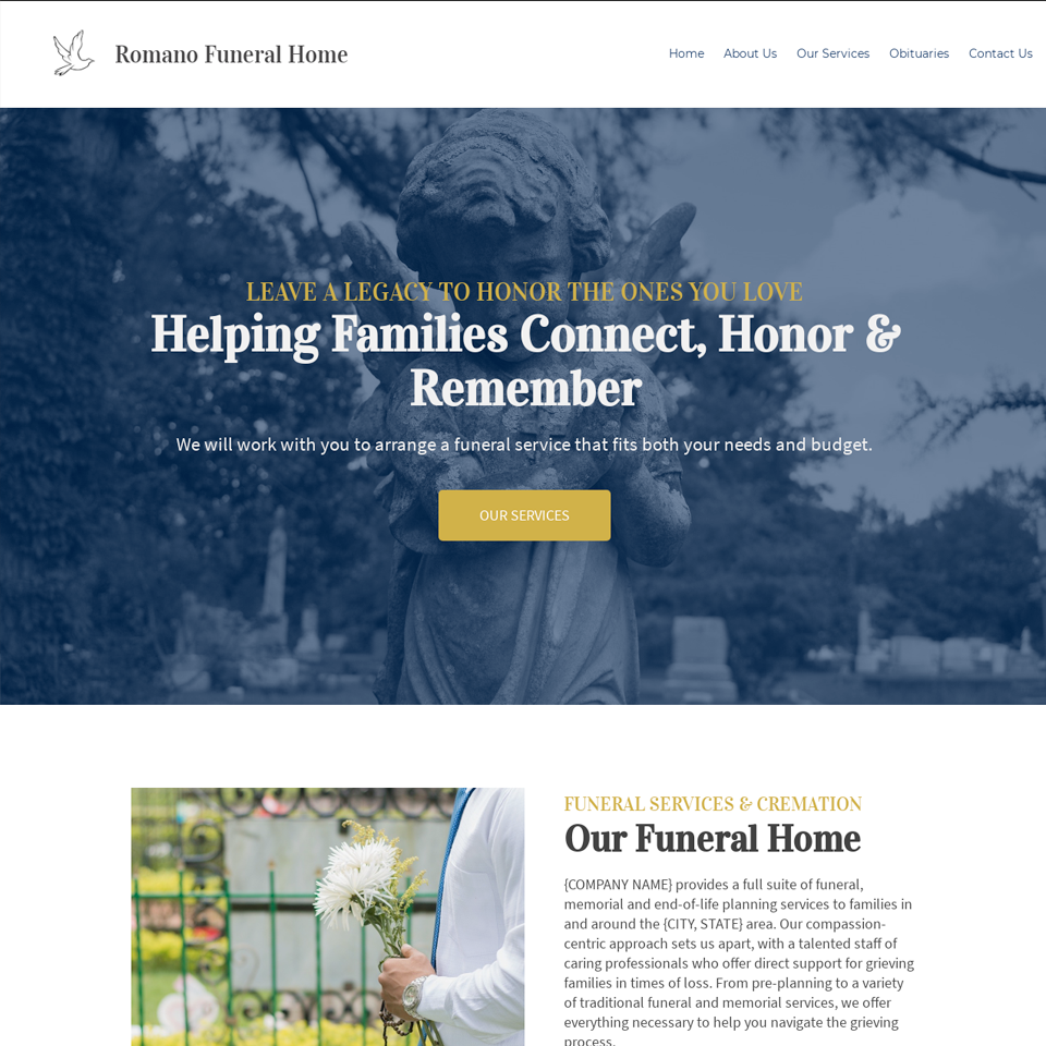 Funeral home website design theme