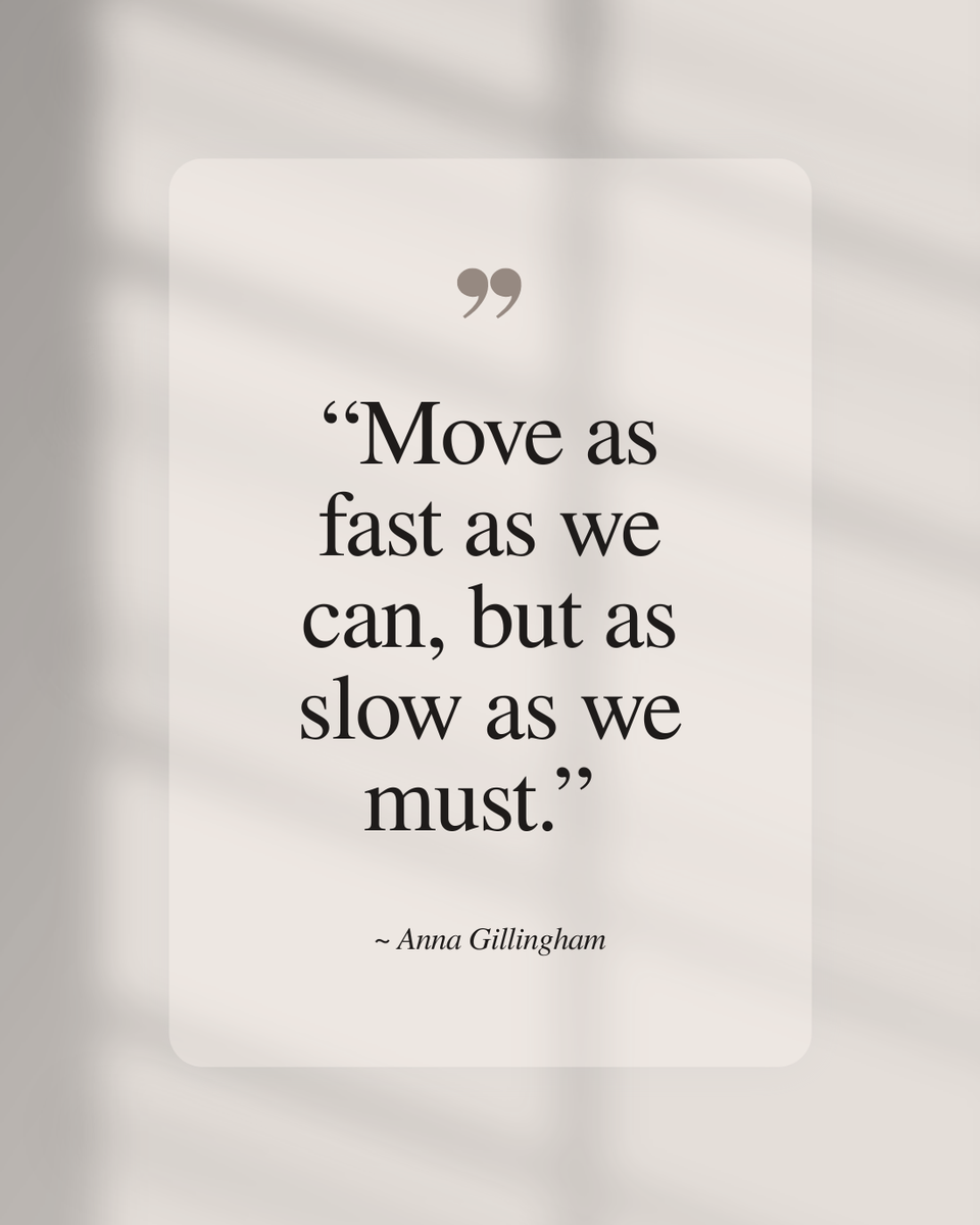“move as fast as we can  but as slow as we must.”