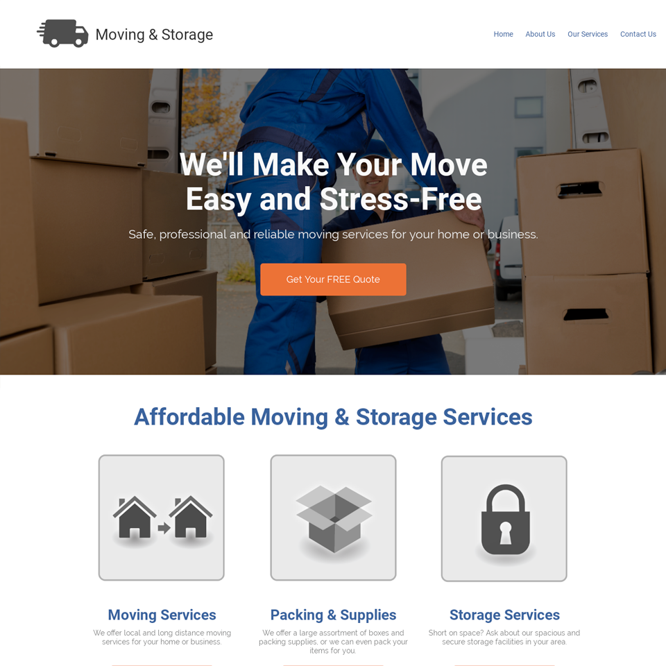 Moving company website design theme