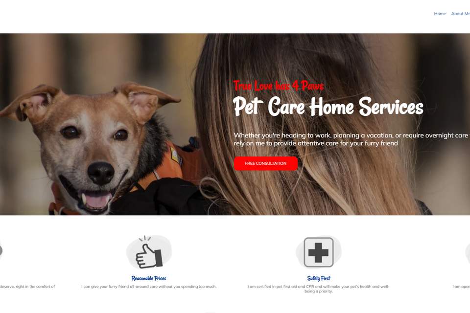 Loving care pet care homepage