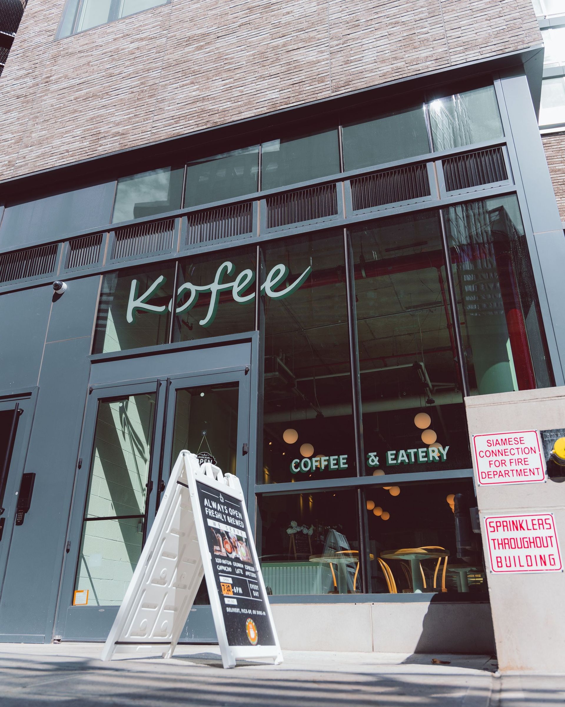 Kofee café build-out in Fort Greene, Brooklyn — Counter & Lighting