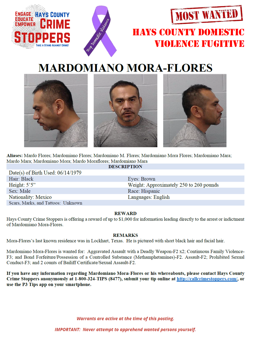 Wanted poster mora flores