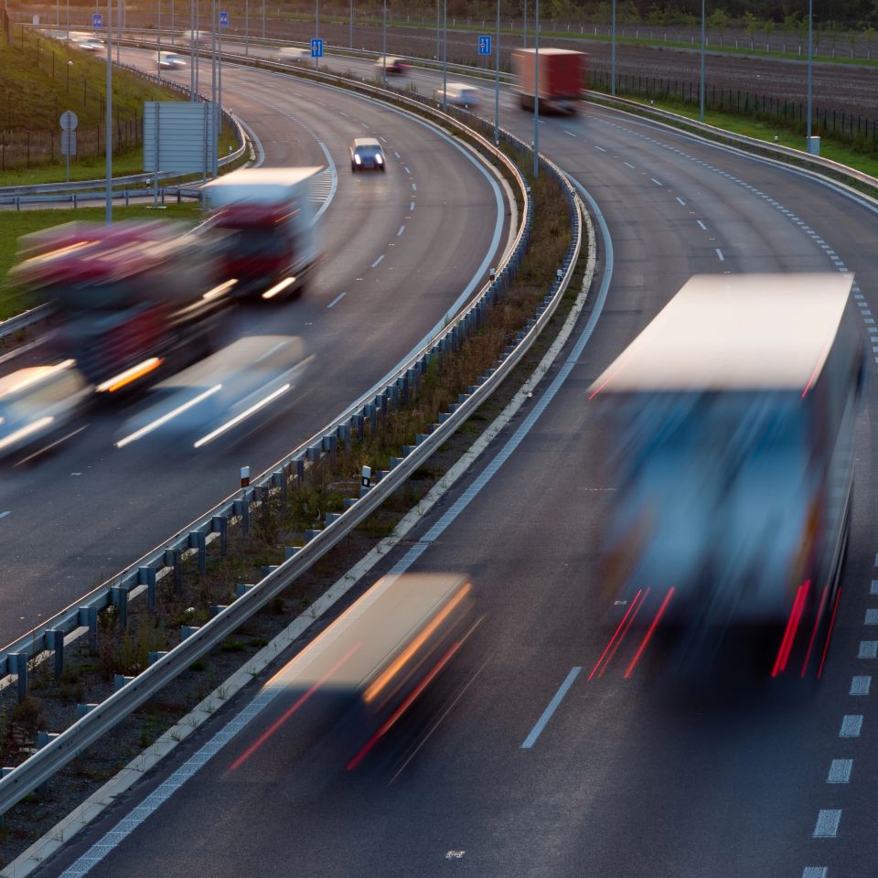 Blurry running truck on the highway