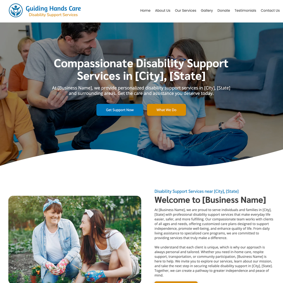 Disability support website edsign theme