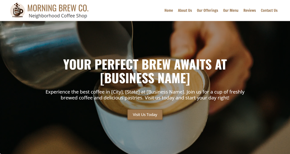 Coffee shop website example