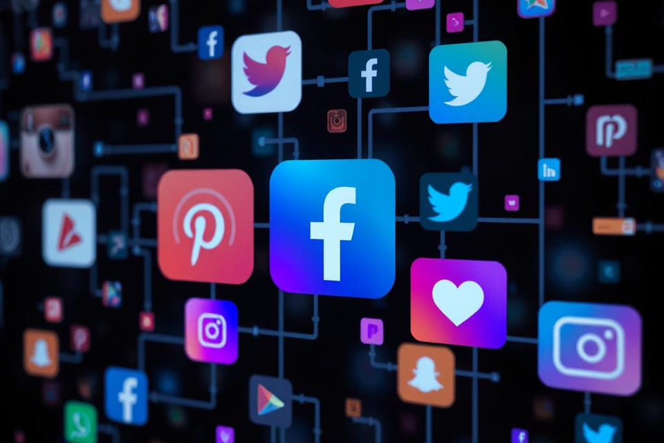 Collage social media icons