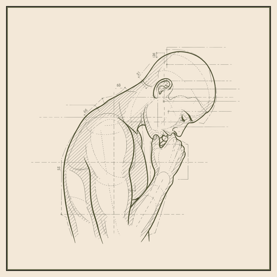 blueprint of man thinking