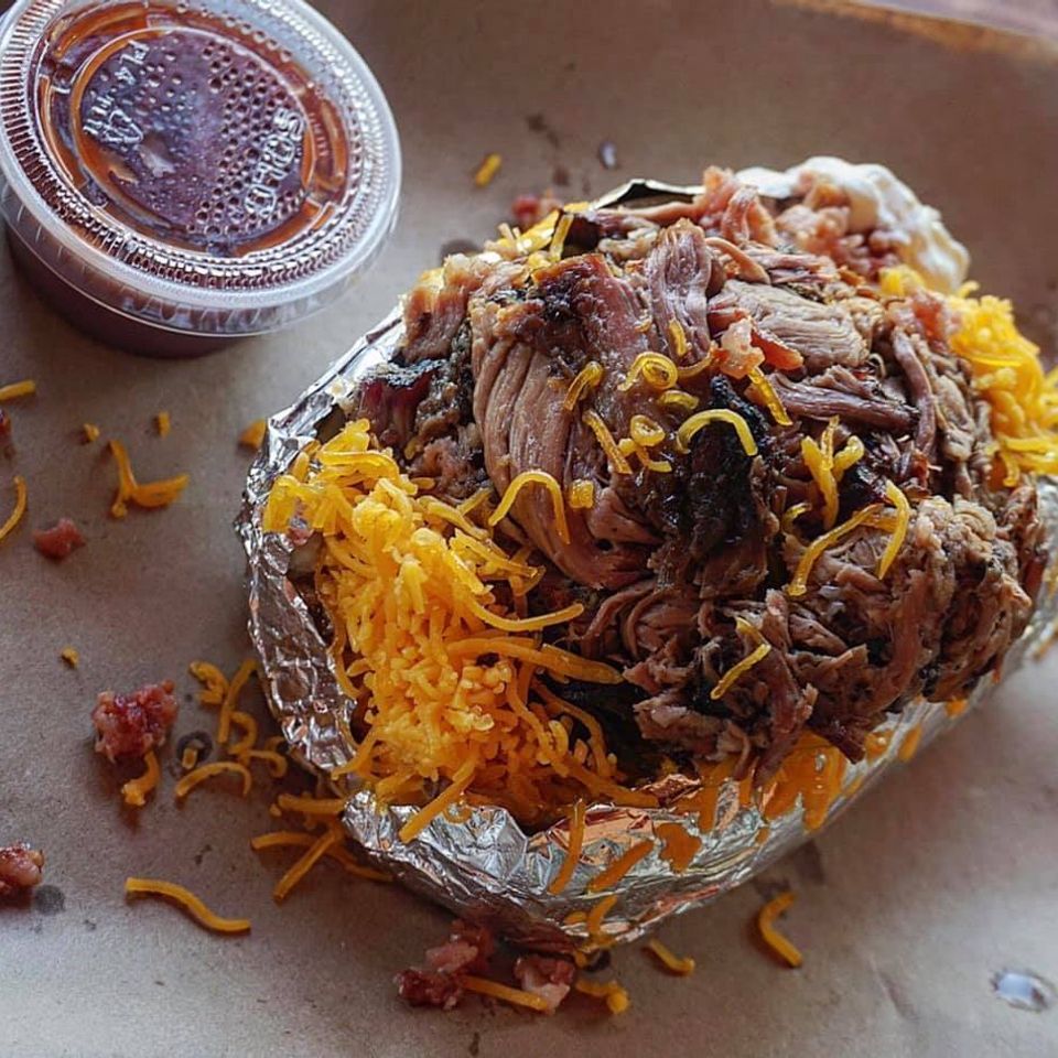 image of a baked potato from old tomball bbq