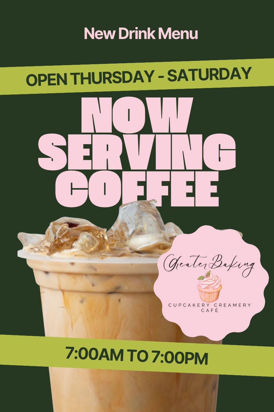 Green dark green typographic drink menu sale instagram post