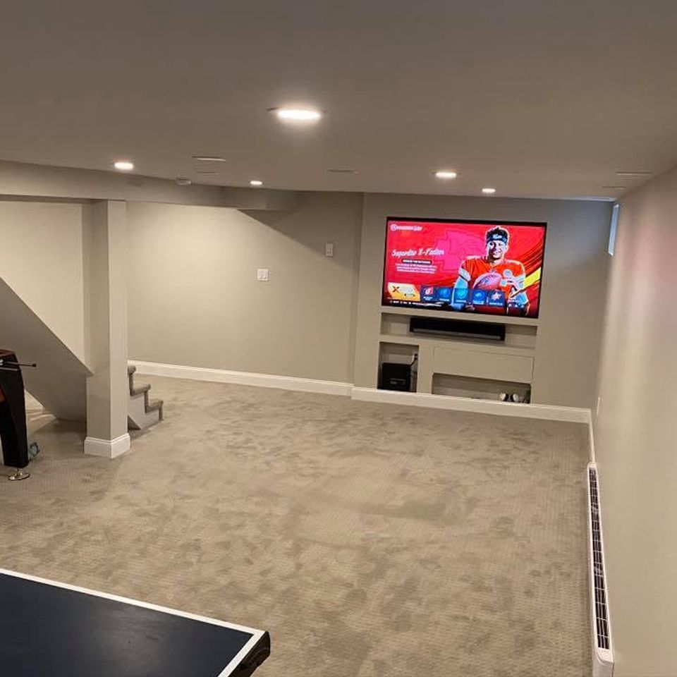 Finished basement game room