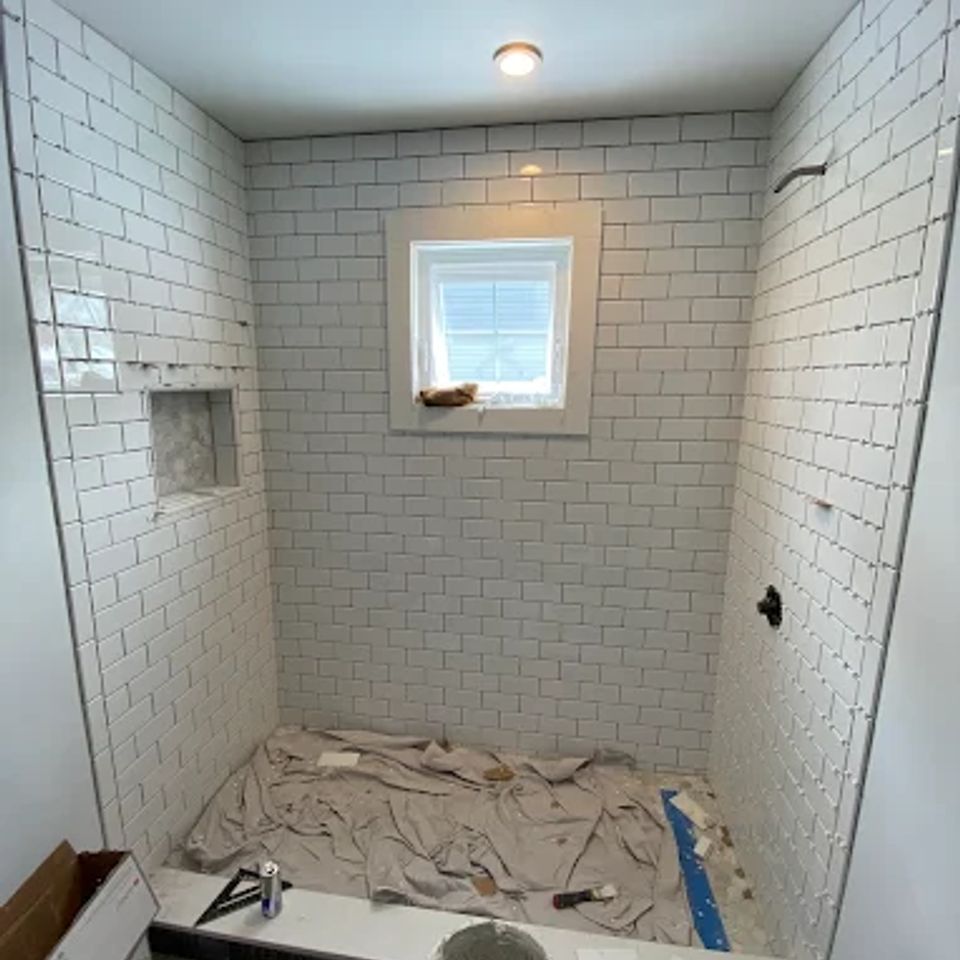 Bathroom reno, midway through job, done by J.B.T Contracting LLC of Long Island