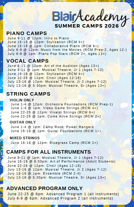 Camps 2026 by instrument