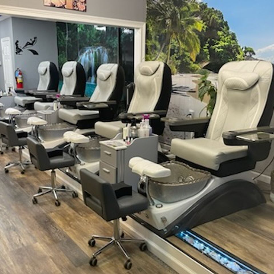 Pedicure stations at Nail Lovers in Sound Beach NY