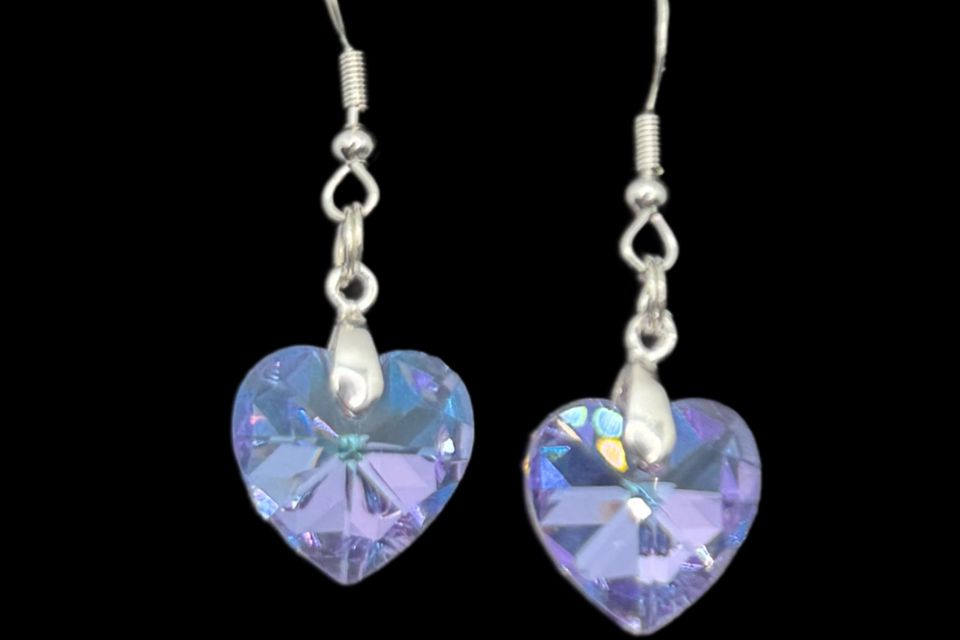 Sterling  heart purple.blue earrings2