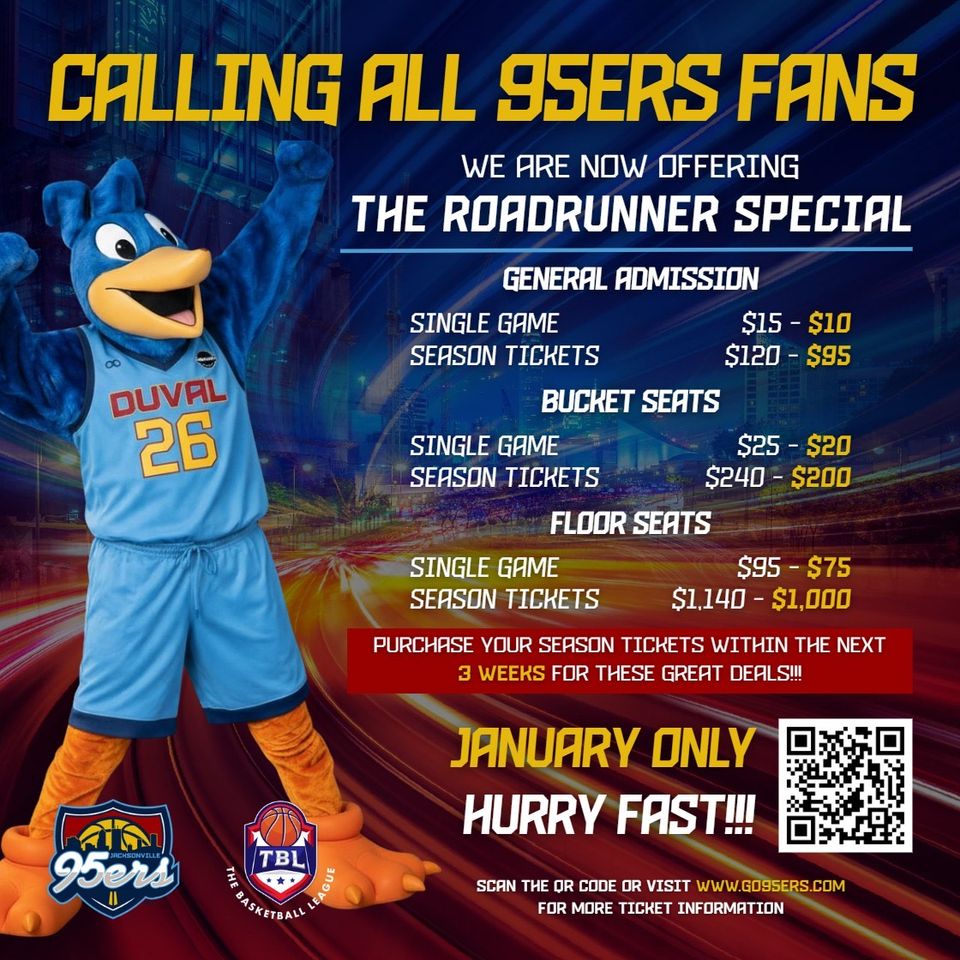 Jax 95ers tickets roadrunner january special flyer