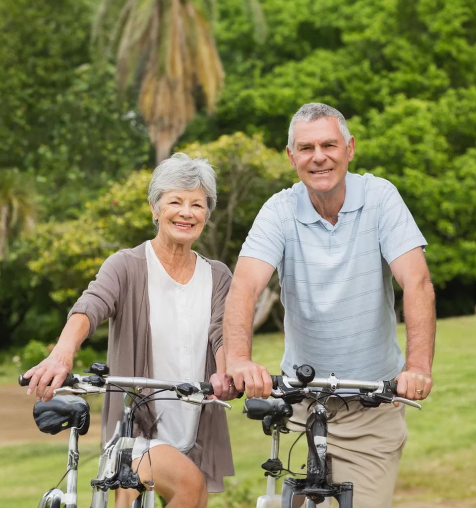 Retired couple biking amenities